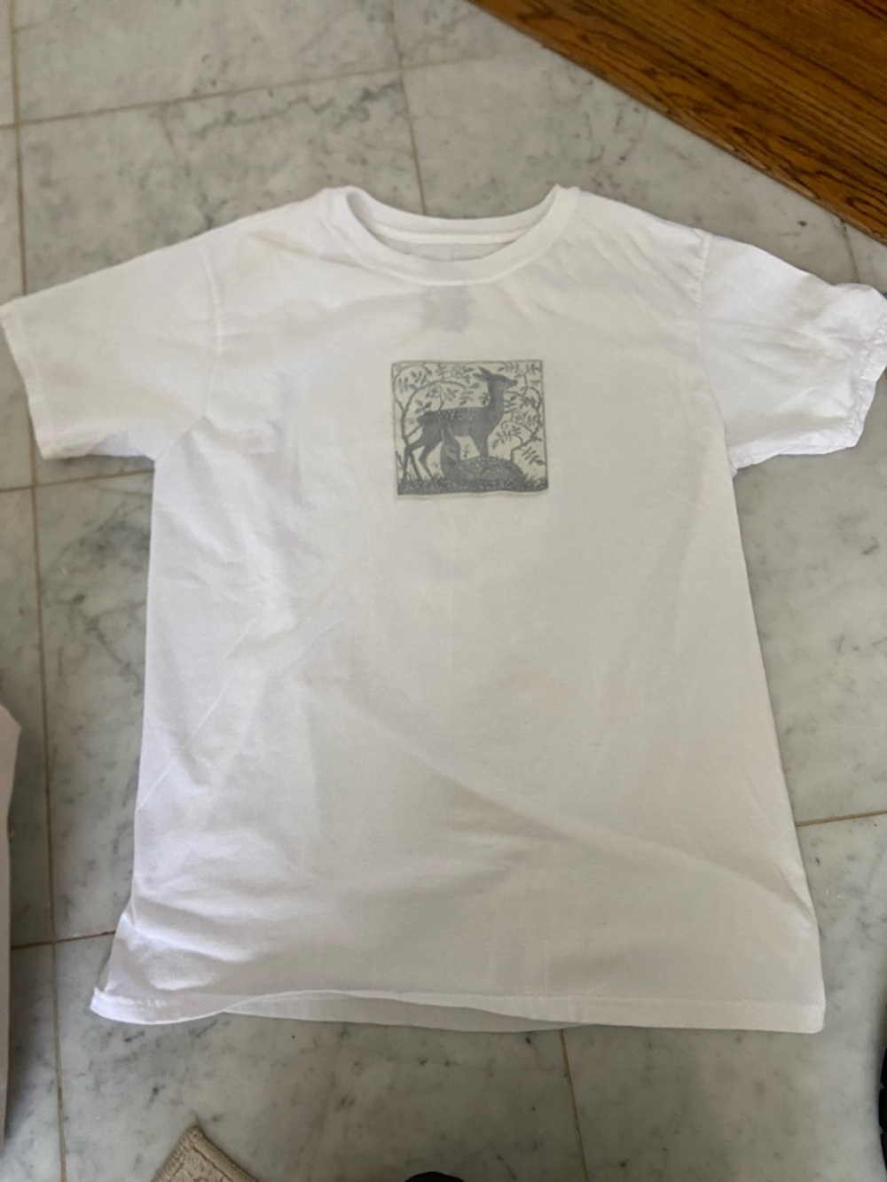 White Graphic Deer Tee